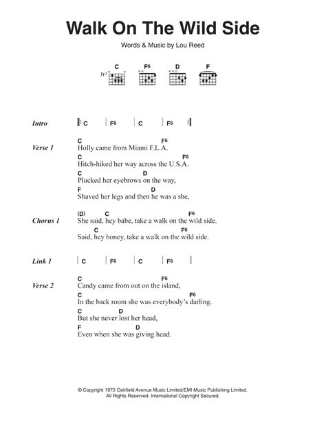 walk on the wild side chords|walk on the wild side tabs.